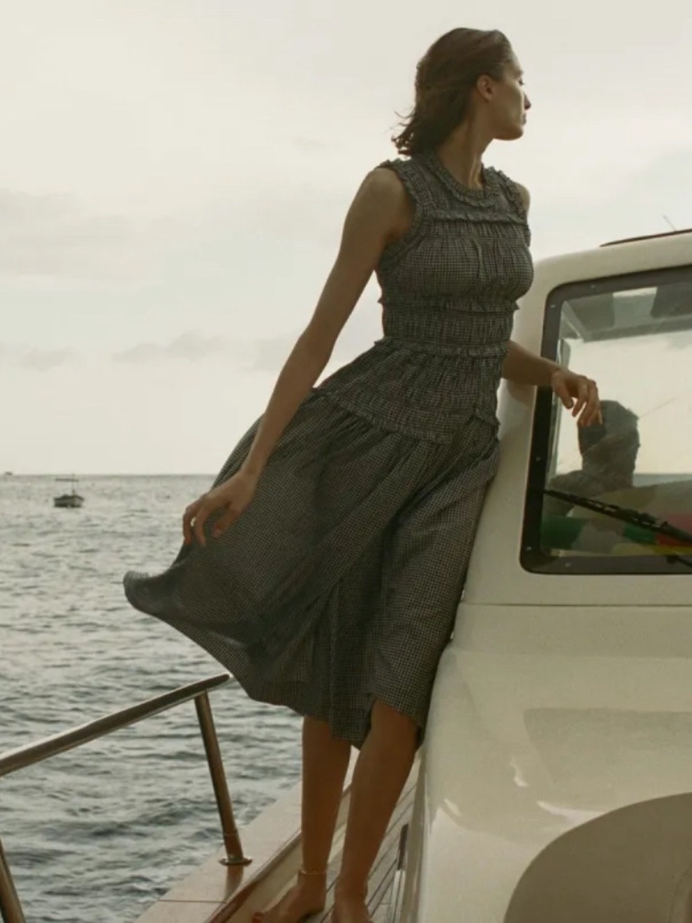 Doen Mallory Black & White Gingham Midi Dress - Picture 2 of 5